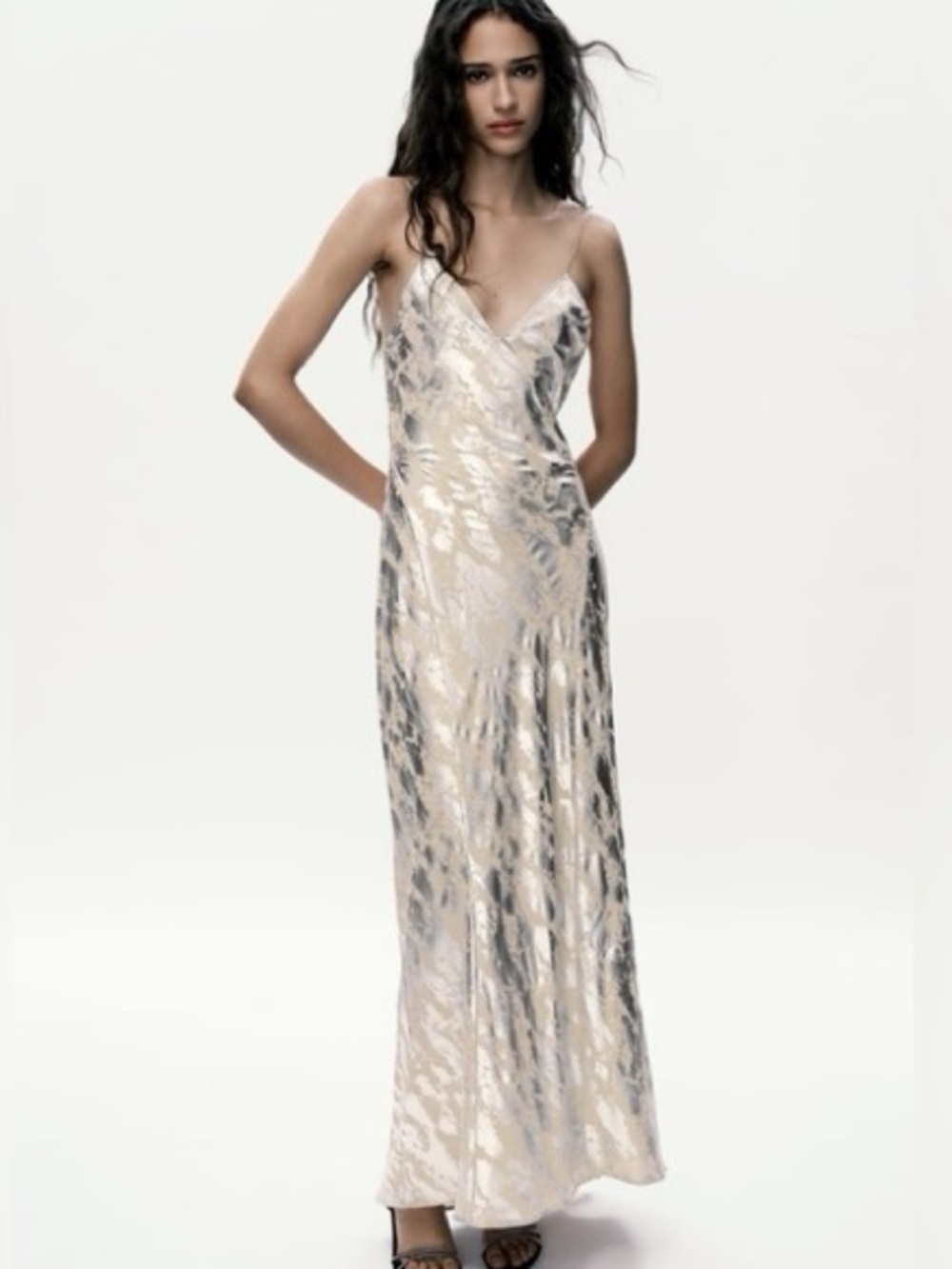 ZARA FOIL PRINT SLIP DRESS